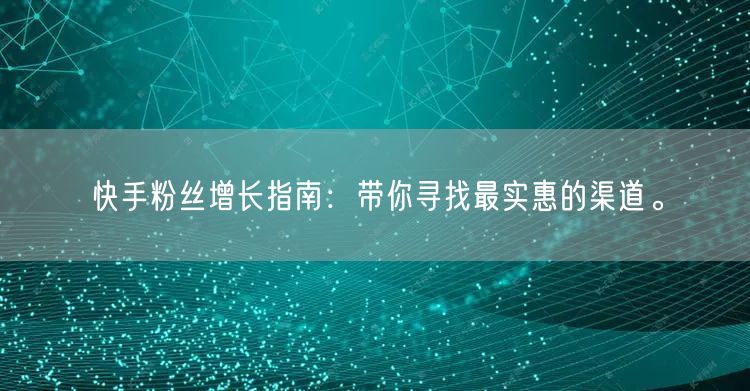 快手粉丝增长指南：带你寻找最实惠的渠道。