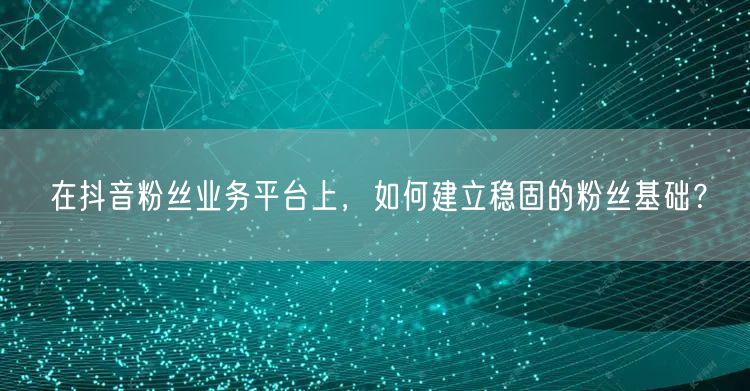 在抖音粉丝业务平台上，如何建立稳固的粉丝基础？