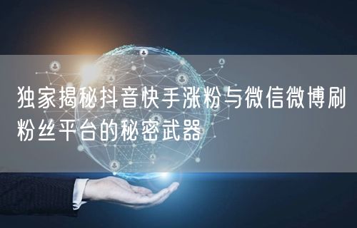 独家揭秘抖音快手涨粉与微信微博刷粉丝平台的秘密武器