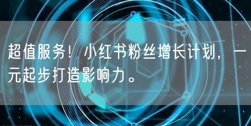 超值服务!小红书粉丝增长计划,一元起步打造影响力。