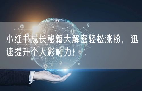 小红书成长秘籍大解密轻松涨粉,迅速提升个人影响力!