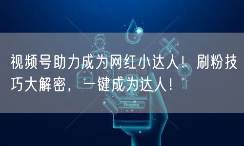 视频号助力成为网红小达人!刷粉技巧大解密,一键成为达人!