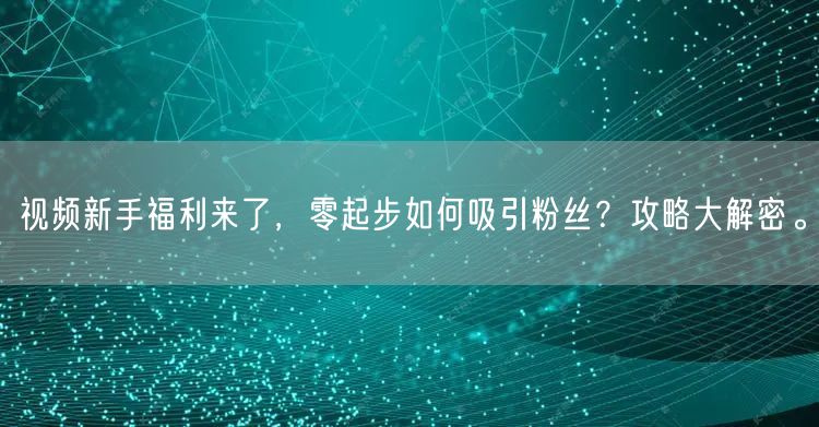 视频新手福利来了,零起步如何吸引粉丝?攻略大解密。