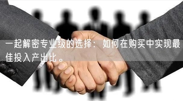 一起解密专业级的选择:如何在购买中实现最佳投入产出比。