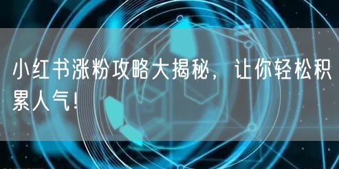 小红书涨粉攻略大揭秘,让你轻松积累人气!