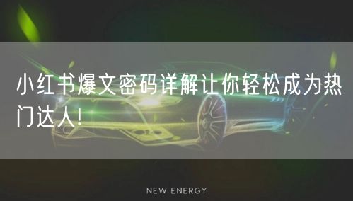 小红书爆文密码详解让你轻松成为热门达人!